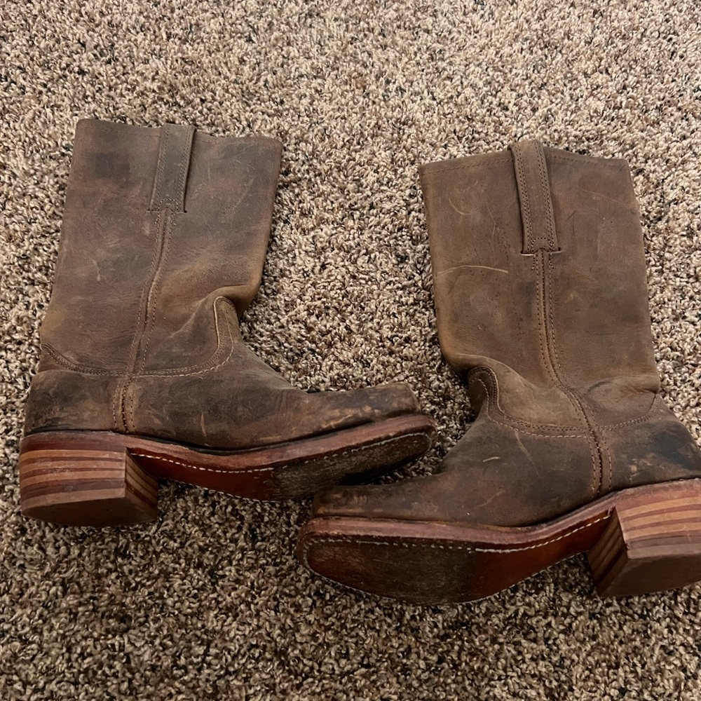 FRYE Vintage Distressed Knee High Brown Boots